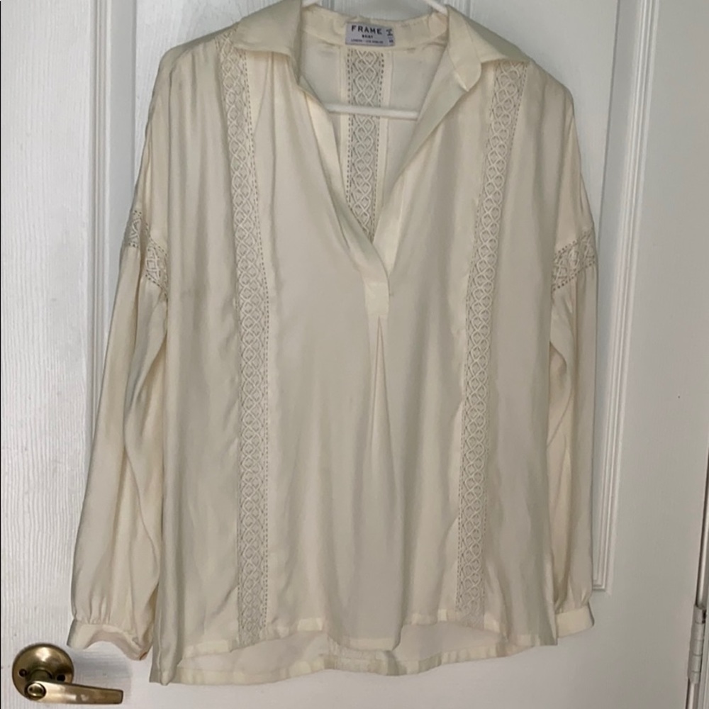Frame ivory silk poet blouse